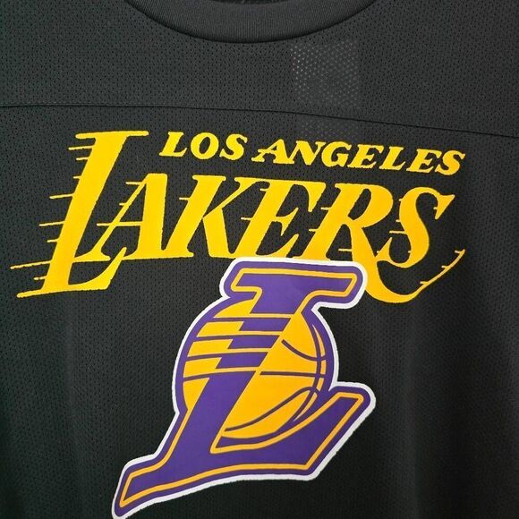 Lakers NBA Mesh Womens Large Black Basketball Mesh Jersey Los Angeles Short Slee - Picture 3 of 8
